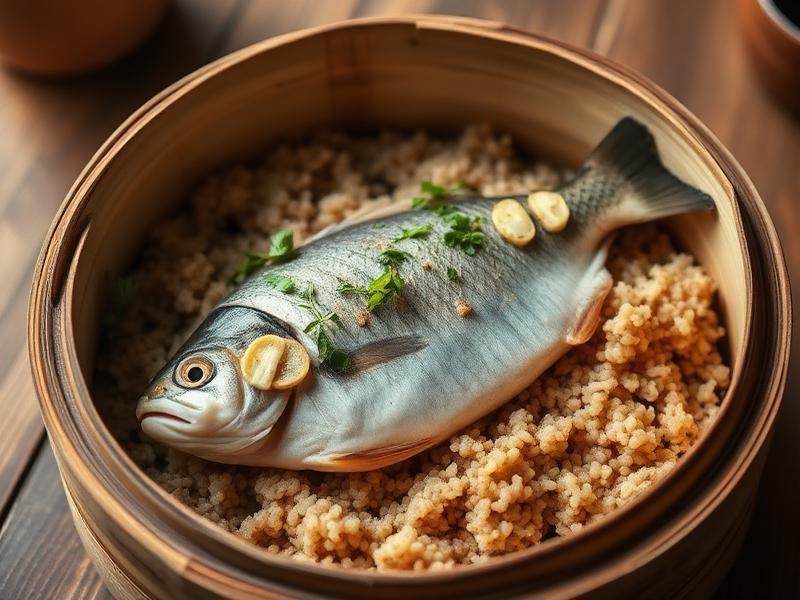 Steamed Asian greens and fish